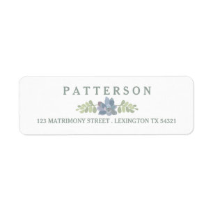 Succulent Bouquet Floral Wedding Return Address Return Address Label