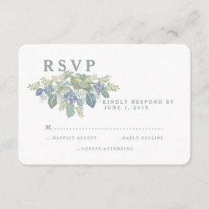 Succulent Bouquet Floral Wedding RSVP Response