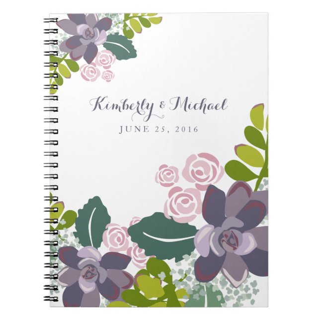 Succulent Bouquet II Floral Wedding Guest Book (Front)