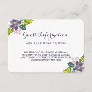 Succulent Bouquet II Floral Wedding Insert Card