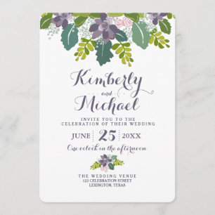 Succulent Bouquet II Floral Wedding Invitation