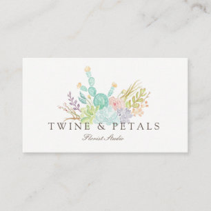 Succulent Bouquet Watercolor   Business Card