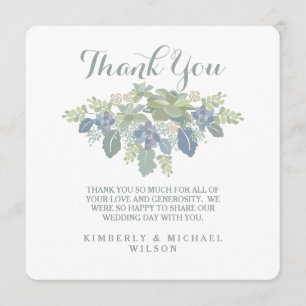 Succulent Bouquet Wedding Photo Save the Date Thank You Card