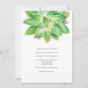 Succulent Bridal Shower Invitation, Watercolor Invitation