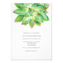 Succulent Bridal Shower Invitation, Watercolor