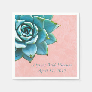 Succulent Bridal Shower Watercolor Pink Lace Napkin