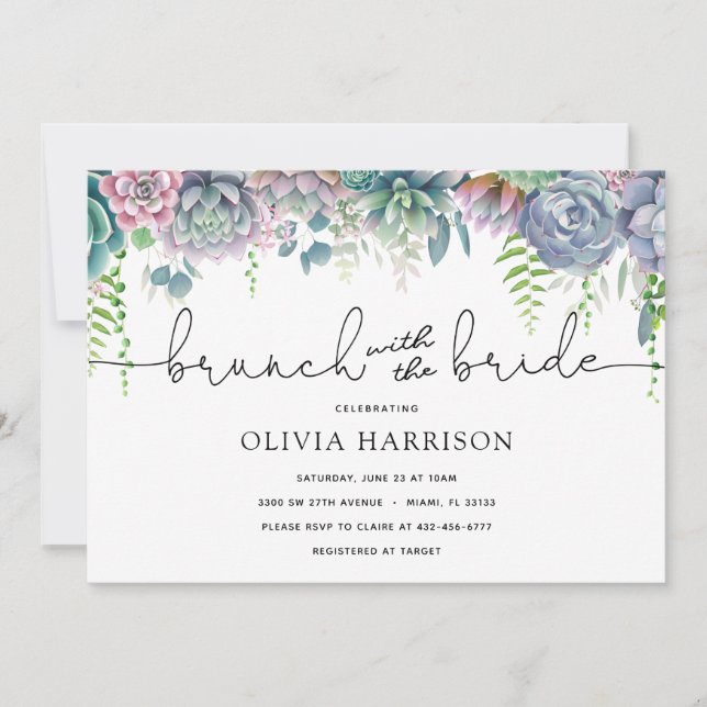 Succulent Brunch with the Bride Shower Invitation (Front)