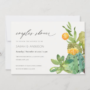 Succulent Cacti Yellow Fauna Couples Shower Invite