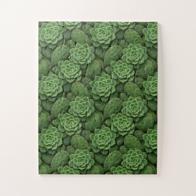 Succulent & Cactus Botanical Pattern Jigsaw Puzzle (Vertical)