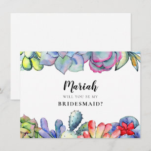 Succulent cactus Bridesmaid proposal card