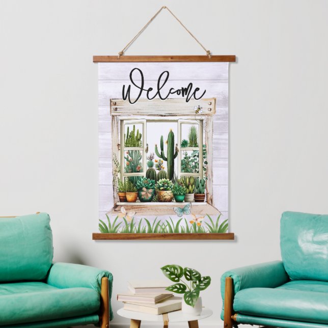 Succulent Cactus Garden Hanging Tapestry (Living Room)