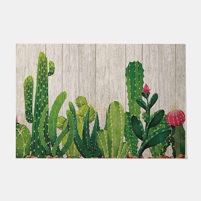 Succulent Cactus Garden Mat, Indoor Decor Doormat (Front)