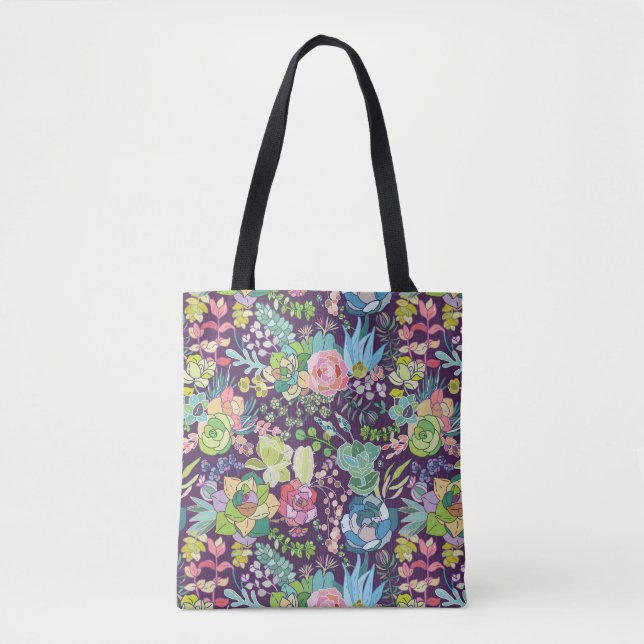 Succulent Cactus Gardening Tote Bag (Front)