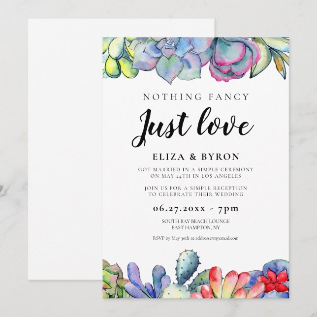 Succulent cactus Happily ever after party Invitation (Front/Back)