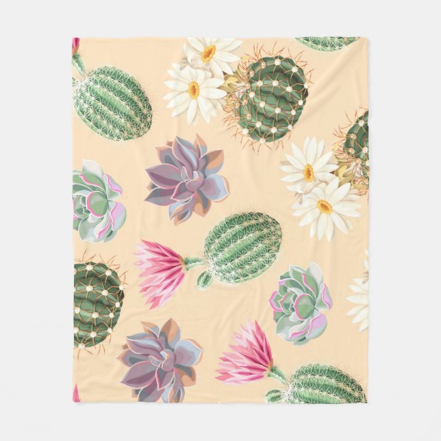 Succulent Cactus: High Detail Pattern Fleece Blanket (Front)