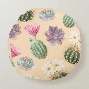 Succulent Cactus: High Detail Pattern Round Cushion