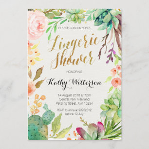 Succulent cactus Lingerie Shower invitation