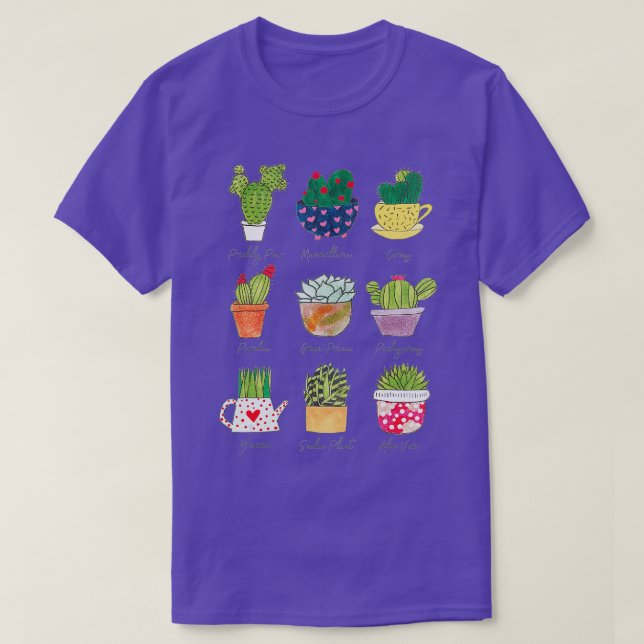 Succulent Cactus  Plant Lover Gardener Pothead Bir T-Shirt (Design Front)