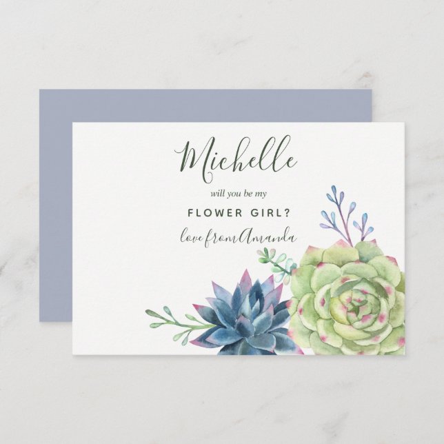 Succulent cactus plants Will You Be My Flower Girl Invitation (Front/Back)