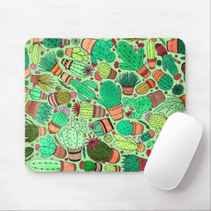 Succulent Cactus Potted Plants Green Cacti Garden Mouse Pad