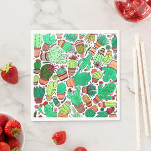 Succulent Cactus Potted Plants Green Cacti Garden Napkin