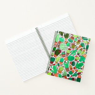 Succulent Cactus Potted Plants Green Cacti Garden Notebook