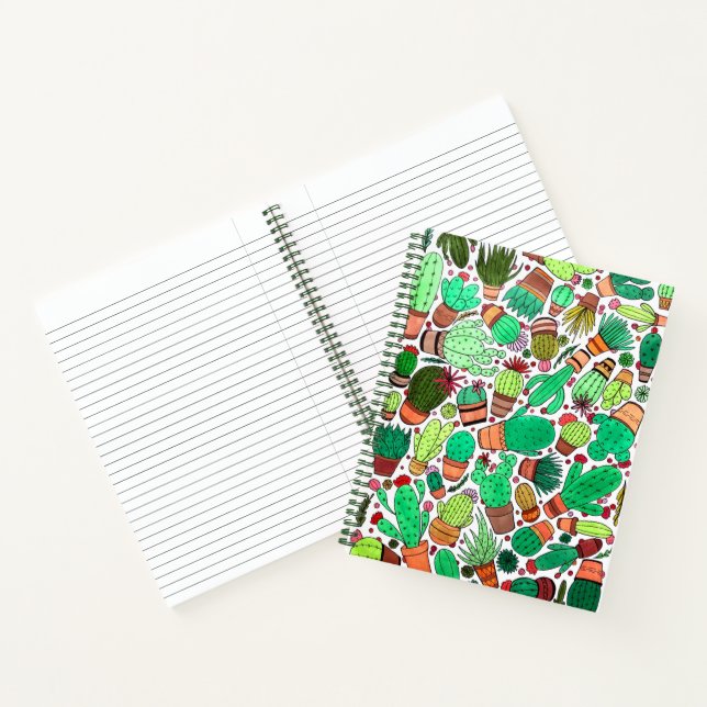 Succulent Cactus Potted Plants Green Cacti Garden Notebook (Inside)