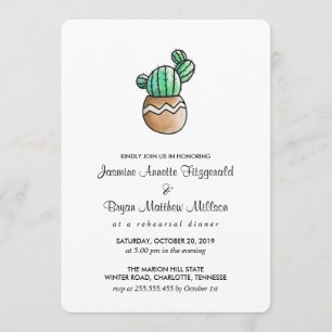 Succulent Cactus Rustic Minimal Rehearsal Dinner Invitation