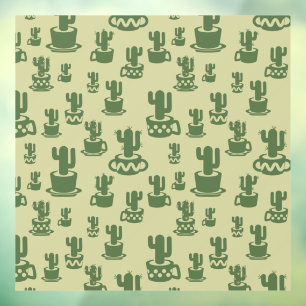 Succulent cactus silhouette in cups and pots