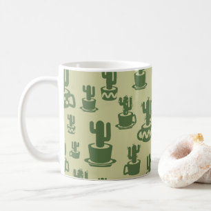 Succulent cactus silhouette in cups and pots 