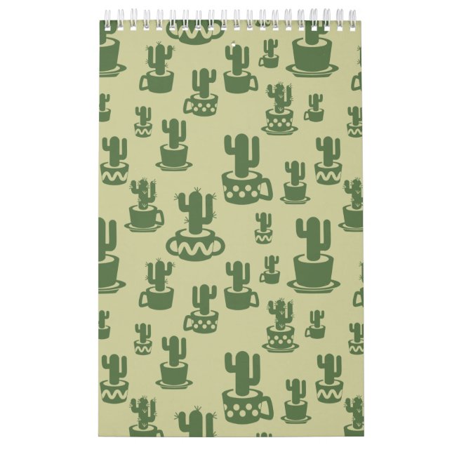 Succulent cactus silhouette in cups and pots  calendar (Cover)