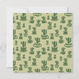 Succulent cactus silhouette in cups and pots card