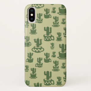 Succulent cactus silhouette in cups and pots iPhone x case