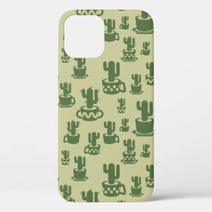 Succulent cactus silhouette in cups and pots iPhone 12 case