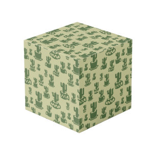 Succulent cactus silhouette in cups and pots cube