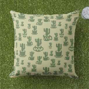 Succulent cactus silhouette in cups and pots cushion