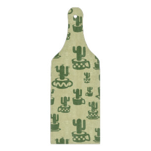 Succulent cactus silhouette in cups and pots cutting board