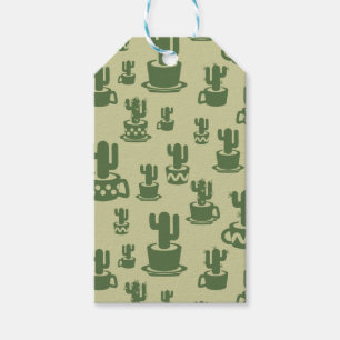 Succulent cactus silhouette in cups and pots gift tags