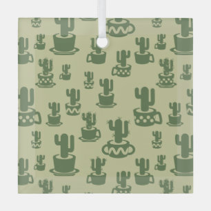 Succulent cactus silhouette in cups and pots glass tree decoration