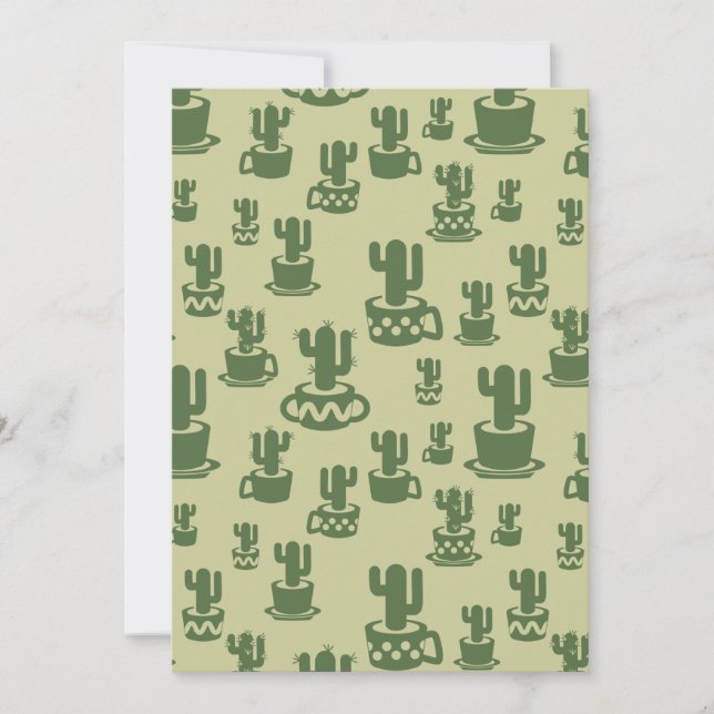 Succulent cactus silhouette in cups and pots  invitation (Front)