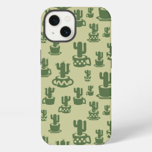 Succulent cactus silhouette in cups and pots iPhone 13 case