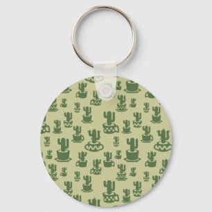 Succulent cactus silhouette in cups and pots key ring