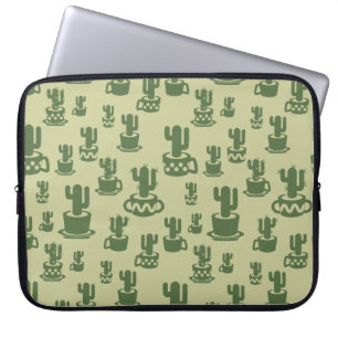 Succulent cactus silhouette in cups and pots laptop sleeve