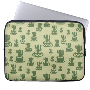Succulent cactus silhouette in cups and pots  laptop sleeve