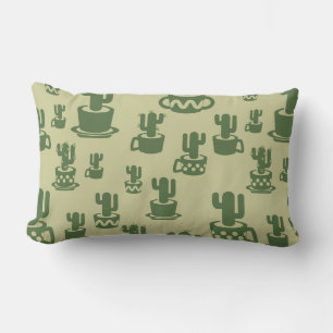 Succulent cactus silhouette in cups and pots lumbar cushion