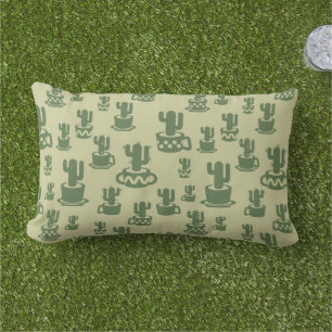 Succulent cactus silhouette in cups and pots  lumbar cushion
