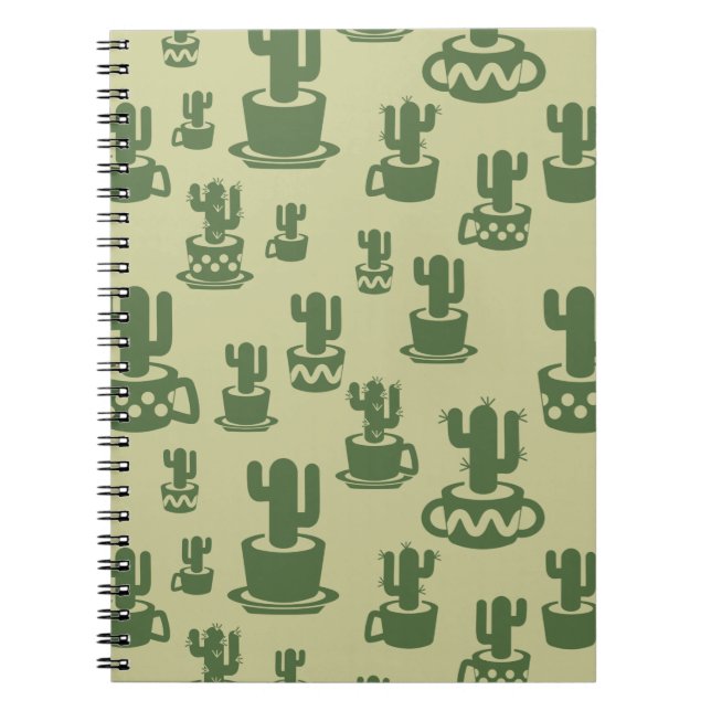 Succulent cactus silhouette in cups and pots  notebook (Front)