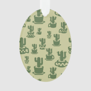 Succulent cactus silhouette in cups and pots ornament