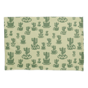 Succulent cactus silhouette in cups and pots pillowcase