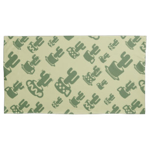 Succulent cactus silhouette in cups and pots pillowcase